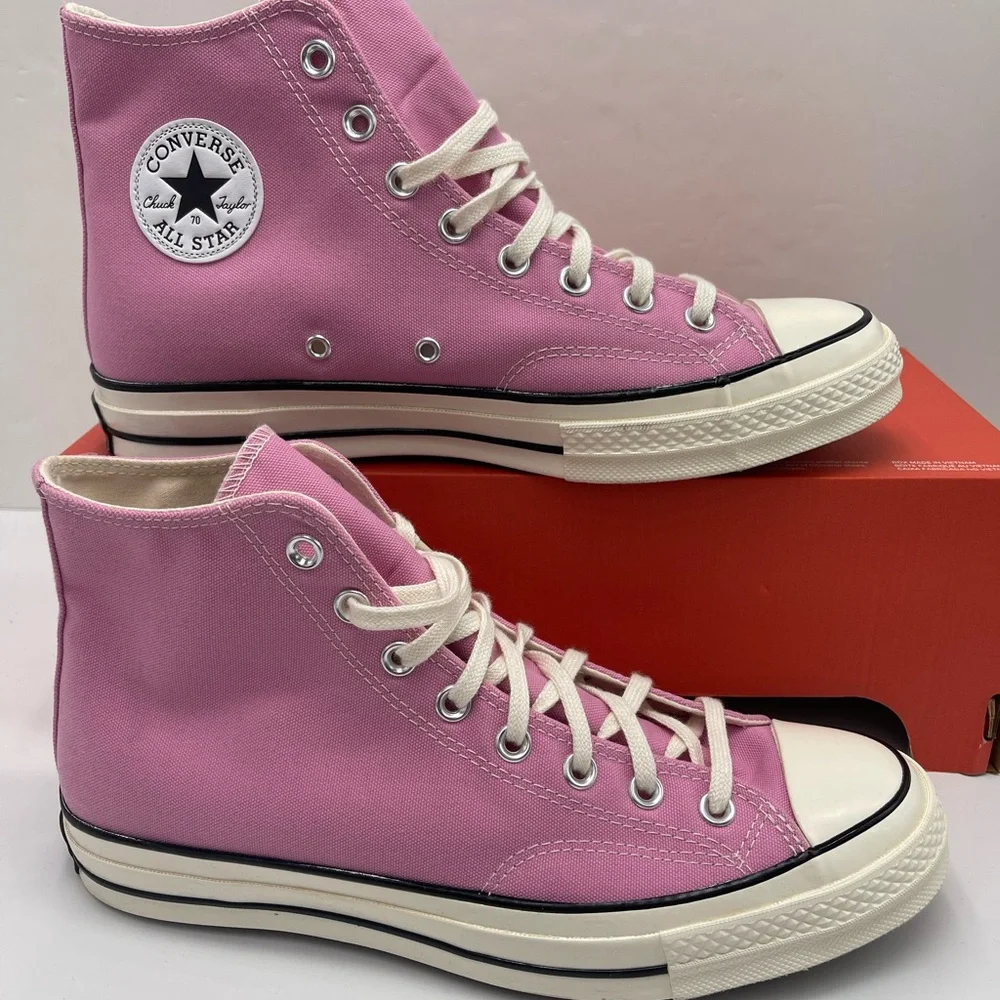 Converse Men’s A03795C CHUCK 70 HI AMBER PINK/EGRET/BLACK Pink High-Top Sneakers